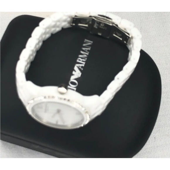 New Emporio Armani Ceramic Bracelet White Mother Of Pearl Dial Watch AR1477 - Picture 6 of 15